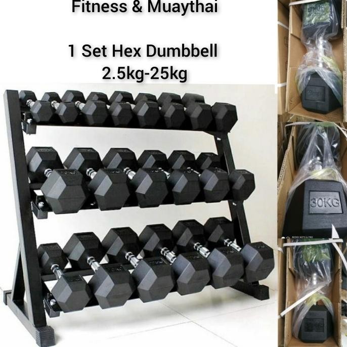 TERMURAH - Hexagonal Dumbbell Set,Hex Dumbbell, Dumbell Set,Barbel,Dumbbell,Hex