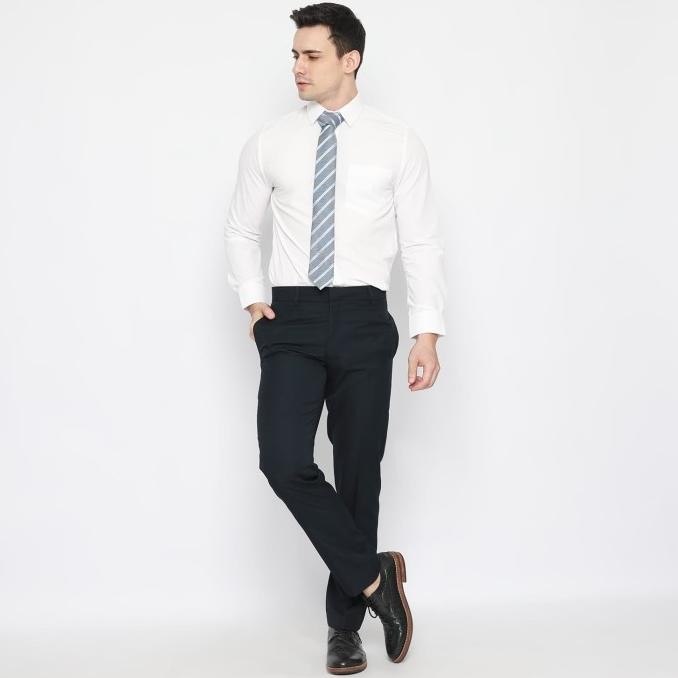 Murah Code Male Celana Bahan Premium Formal Wooltouch Navy Blue Greatslimfit