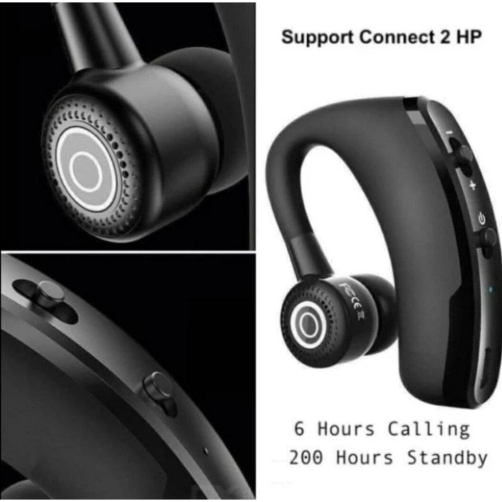 FLUFFY - EARPHONE V9 HEADSET BLUETOOTH V9 WIRELESS BASS