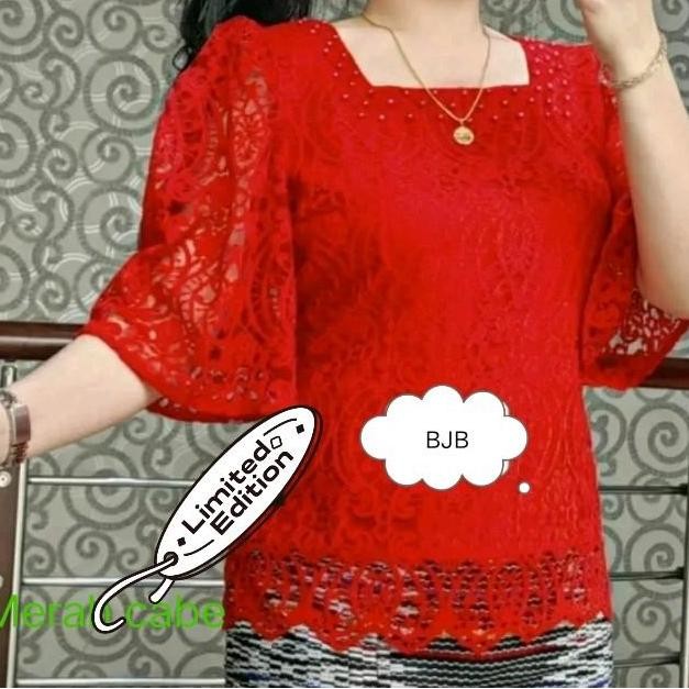 BLUS BROKAT TANGAN KEMBANG/ ATASAN WANITA TERBARU MEWAH NYAMAN CANTIK DAN ELEGAN.  BAJU PESTA TRADIS