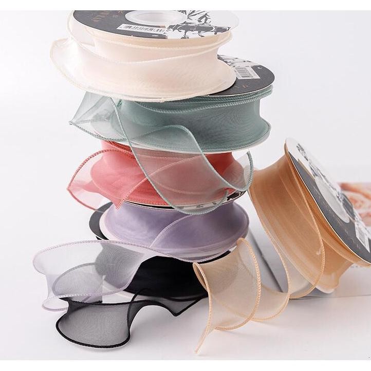 

4Cm10Y Mermaid Tail Ribbon Pita Organza Orea Fihtail Wave Eriting Gelombang Tile Lace