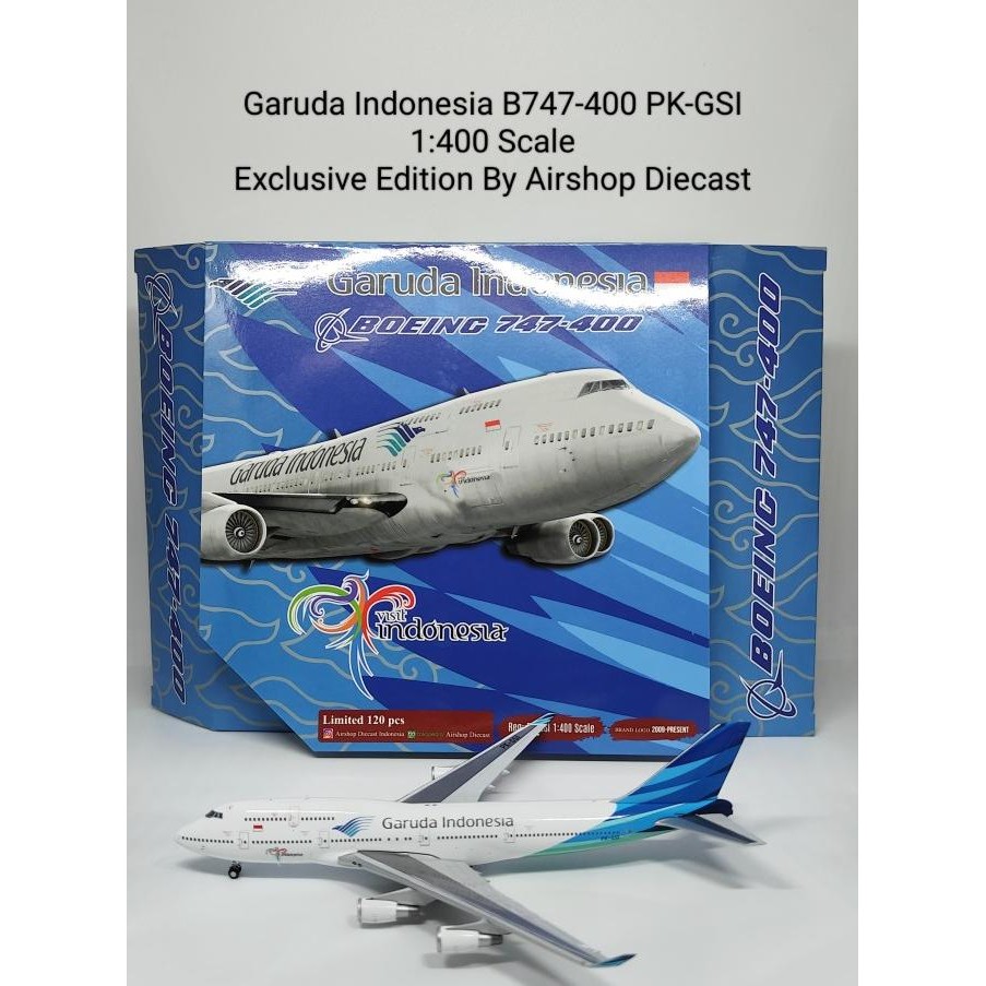 TERSEDIA Garuda Indonesia B747-400 PK-GSI 1:400 Scale Exclusive Edition By Airshop Diecast