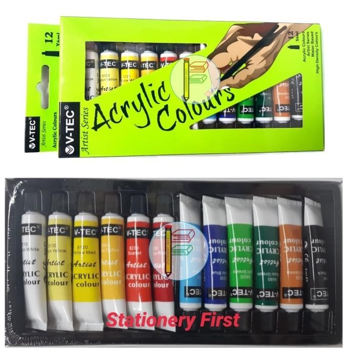 

VTEC Acrylic Colour / Cat Akrilik VTEC 12 Warna x 6ml per Set by Radhiant official