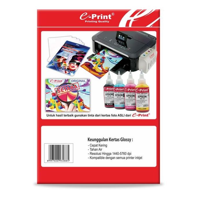 

E-Print Kertas Foto Glossy Photo Paper 210Gsm A4 20Lembar Backprint Terbaru