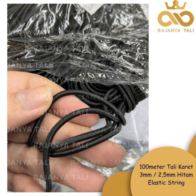 

100meter Tali Karet 3mm / 2,5mm Hitam Elastic String by Radhiant official