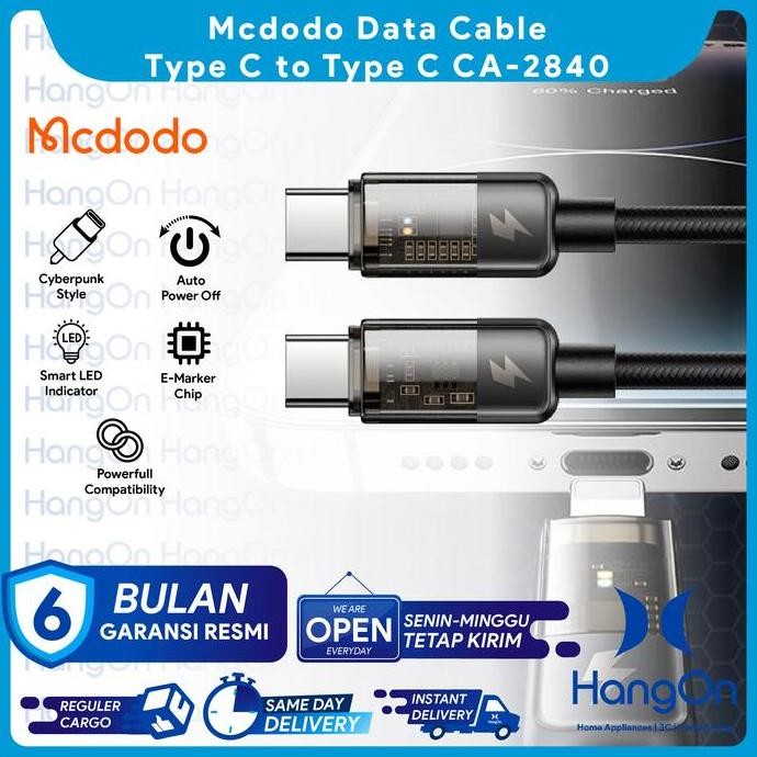 mcdodo ca-2840 kabel data transparan type c to type c auto power off termurah
