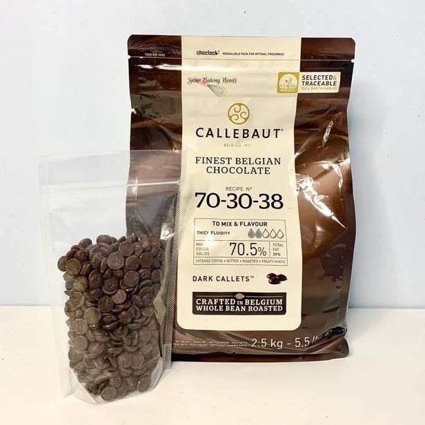 

TERSEDIA callebaut dark chocolate couverture 70 % kemasan 100 gr