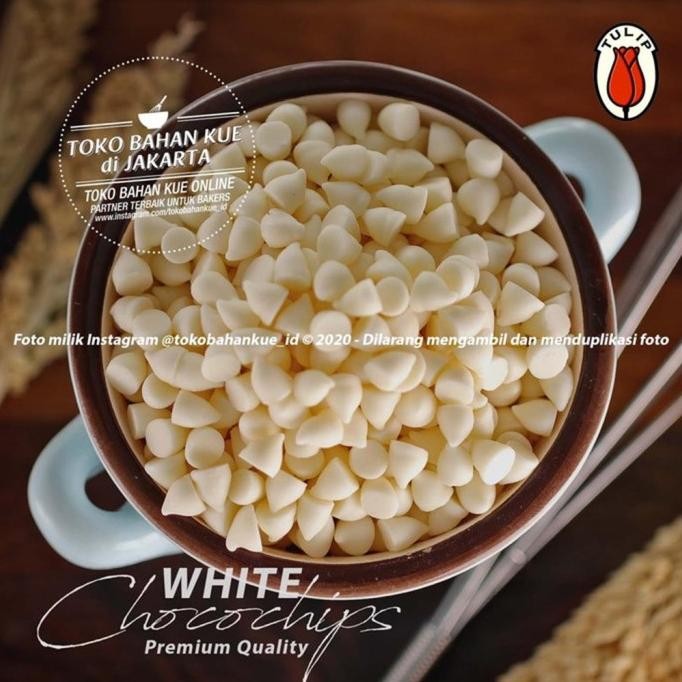 

TERSEDIA Tulip WHITE Compound Chip 250gr Choco Chips PUTIH Cokelat Chip Vanilla