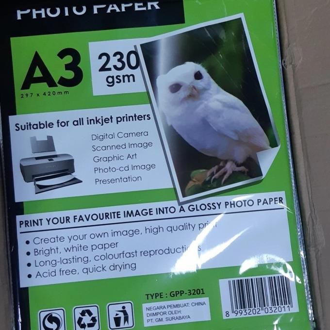 

Glossy Photo Paper/Kertas Foto /Kertas Glossy A3 230Gsm V-Tec Gpp-3201 Promo