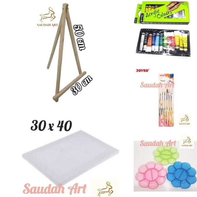 

Paket Lukis Lengkap (kanvas 30x40,palet,kuas,cat akrilik,easel) by Radhiant official