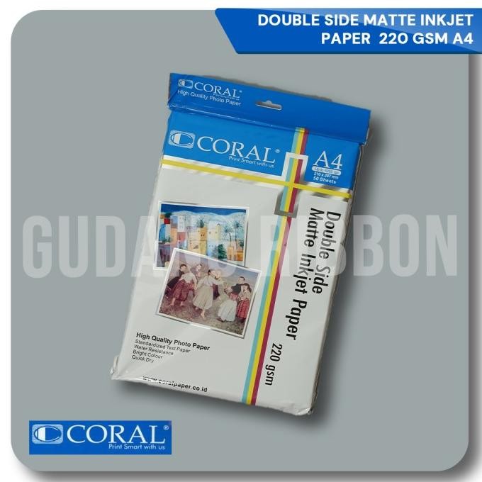 

Coral Double Side Inkjet Paper A4-220 Gr (Pack=50 Sheet) Terbaru