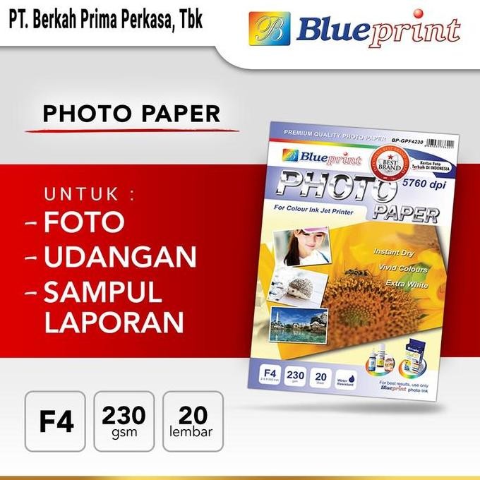 

Kertas Foto Glossy , Photo Paper Blueprint 230 Gsm F4 Terbaru