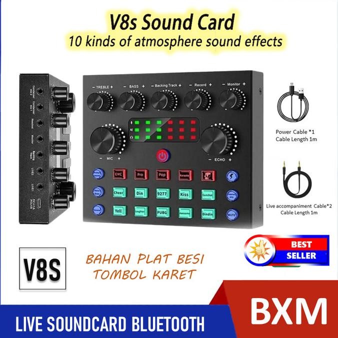 Baru Sound card V8 Mixer Bluetooth SoundCard V8 Audio Soundcard V8S