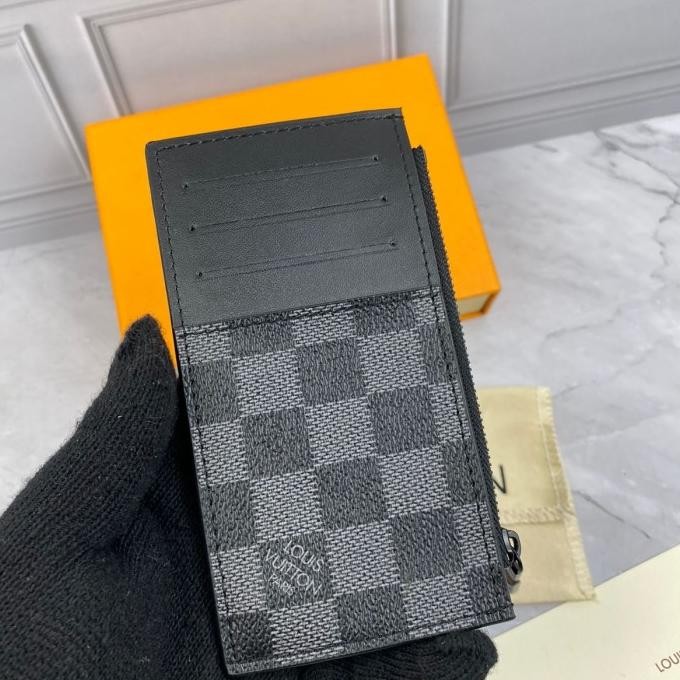 CARD HOLDER DOMPET KARTU LV8008 GRAPHITE LEATHER MIROR murah