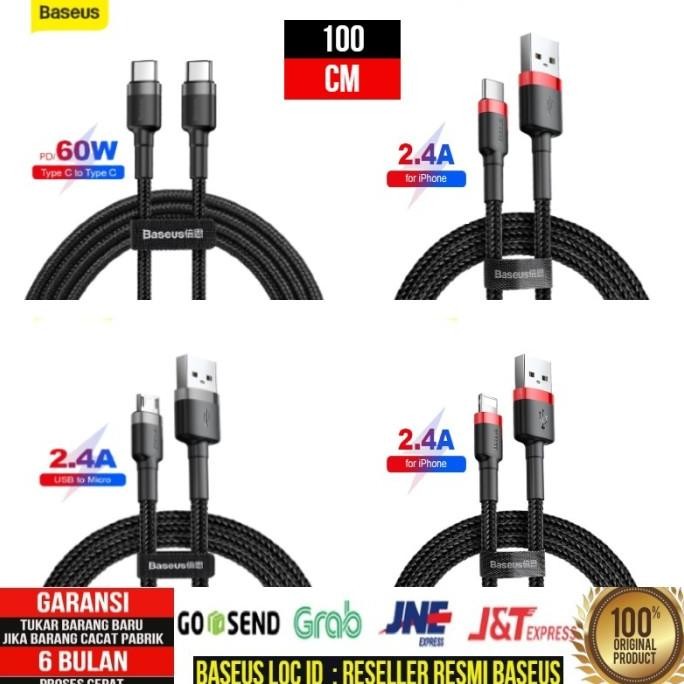 baseus kabel data micro/type-c/iphone/c to c quickcharge 2.4a 1m termurah