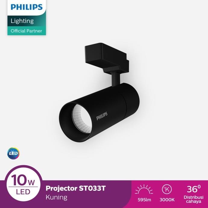 Murah Lampu Philips Sorot Showroom Led 10W 36D St033T Hitam - Cahaya Kuning