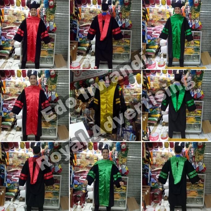 new  Toga Guru Besar Toga Senat Toga Rektor Bahan Jet Black Kombinas Bludru murah