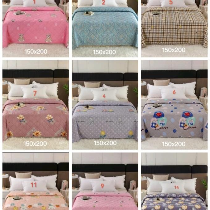 selimut kain bedcover katun tipis bordir halus
