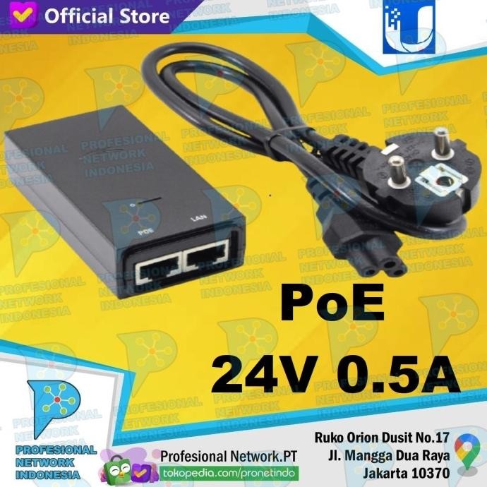 Murah UBIQUITI POE Adaptor 24V 0,5A / POE Adapter 24v 0,5A (POE-24-12W) Non COD