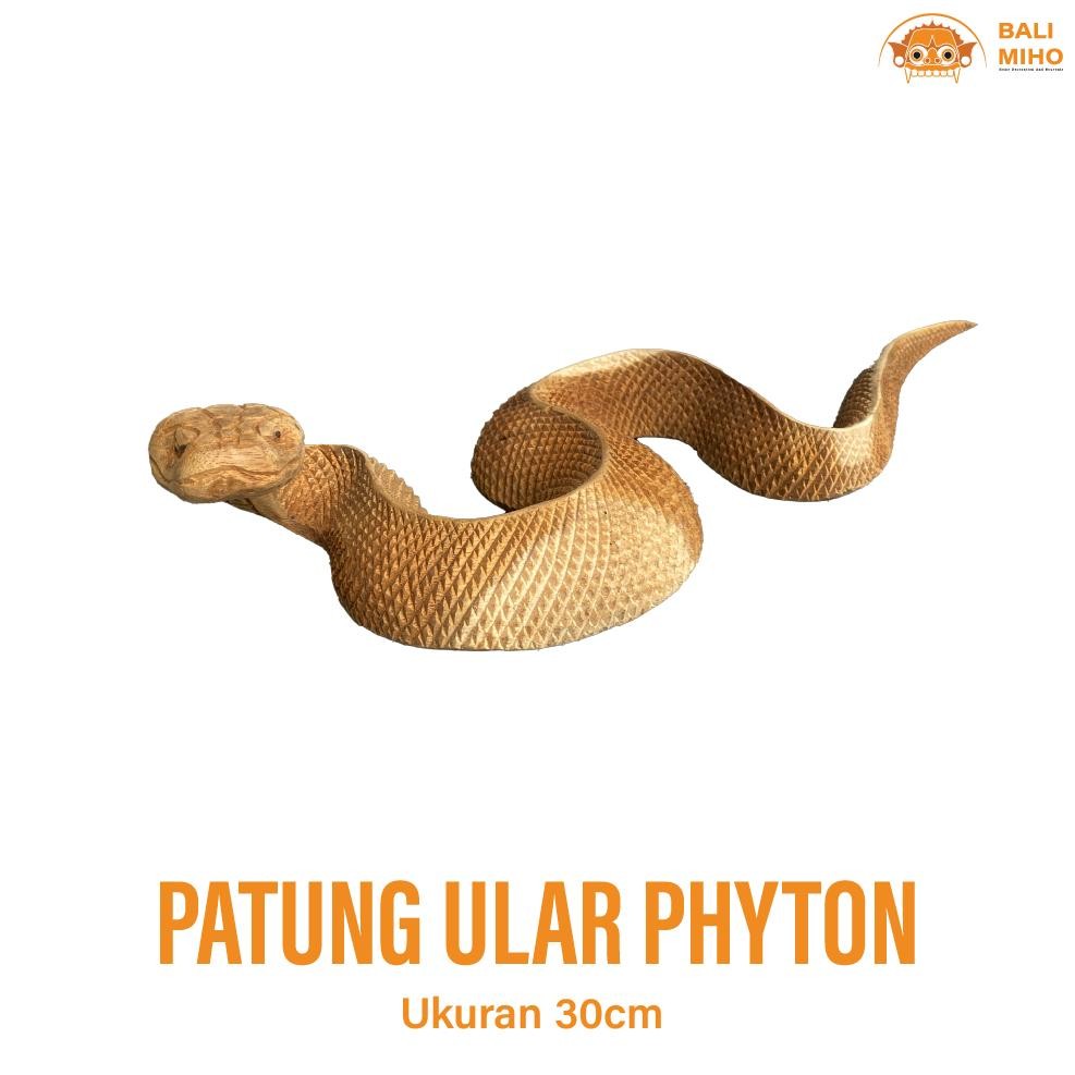 Living Patung Ular Phyton 30 Cm - Patung Ular Piton - Patung Ular Sanca - Pajangan Ular Kayu - Patun