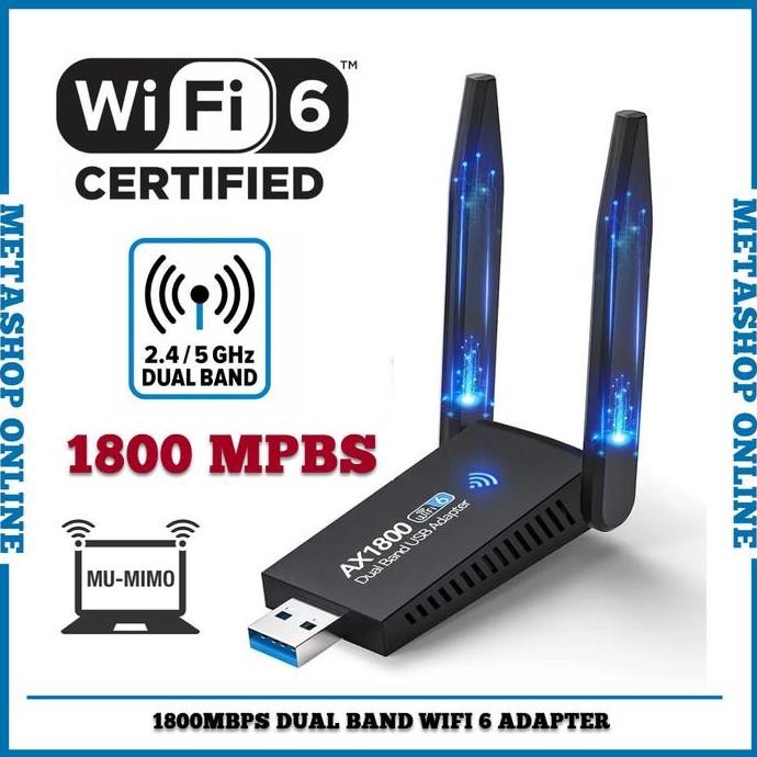 HARGA DISC - USB 1800 MBPS WiFi 6 Dual Band 2.4Ghz 5Ghz Wireless Dongle Adapter