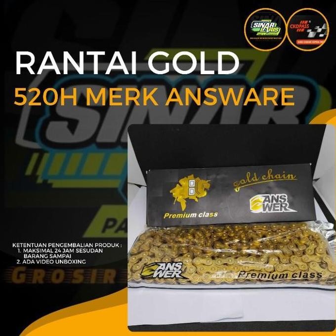 Terlaris Rantai/Rante Roda Rantai Motor Answer Gold Premium Quality 520H 130L, 520H 150L Ready Stok