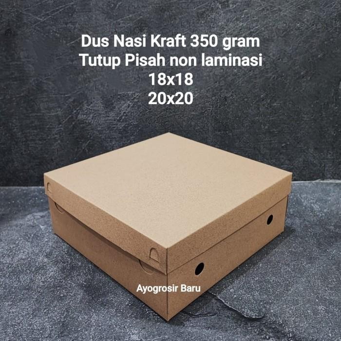

Dus Nasi Kraft Tutup Pisah 20X20 (350 Gr) Per 50 Pcs Kotak Catering Tps Non Laminasi