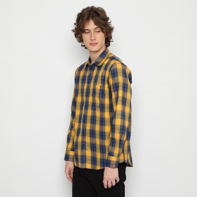 Promo Platini Kemeja Flanel Pria Lengan Panjang Kuning 76353