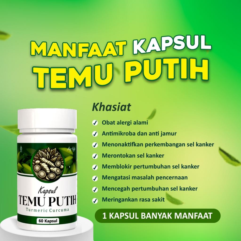 

Kapsul Herbal Temu Putih Kunyit Putih Original Curcuma Zedoaria 60 Kaspul Asyifa Original