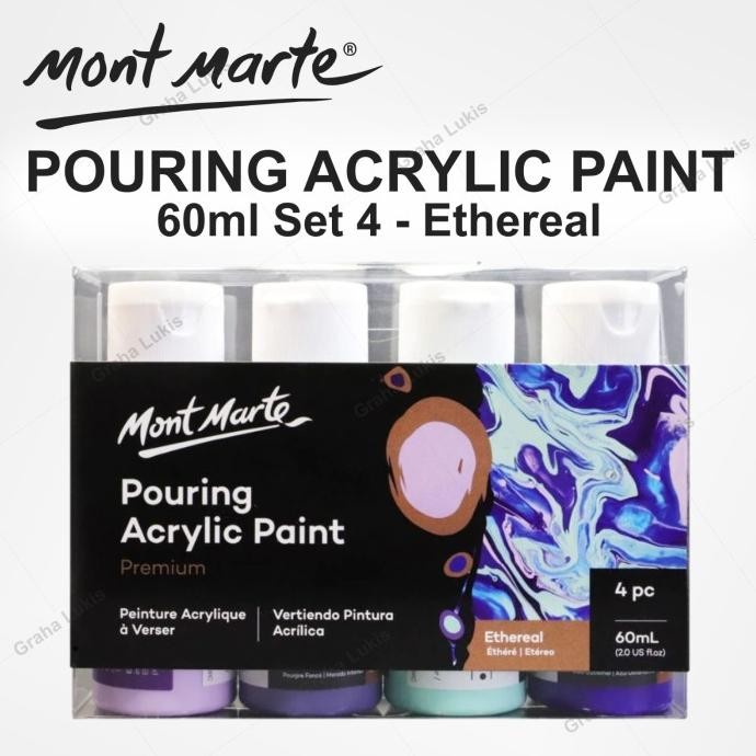 

TERBARU - Mont Marte Premium Pouring Acrylic Paint 60ml (2oz) 4pc Set - Ethereal