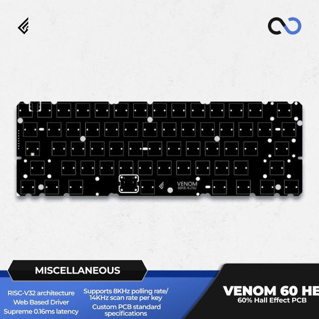 Geonworks VENOM 60 HE PCB Hall Effect 60% Gaming Keyboard Rapid Trigger SOCD