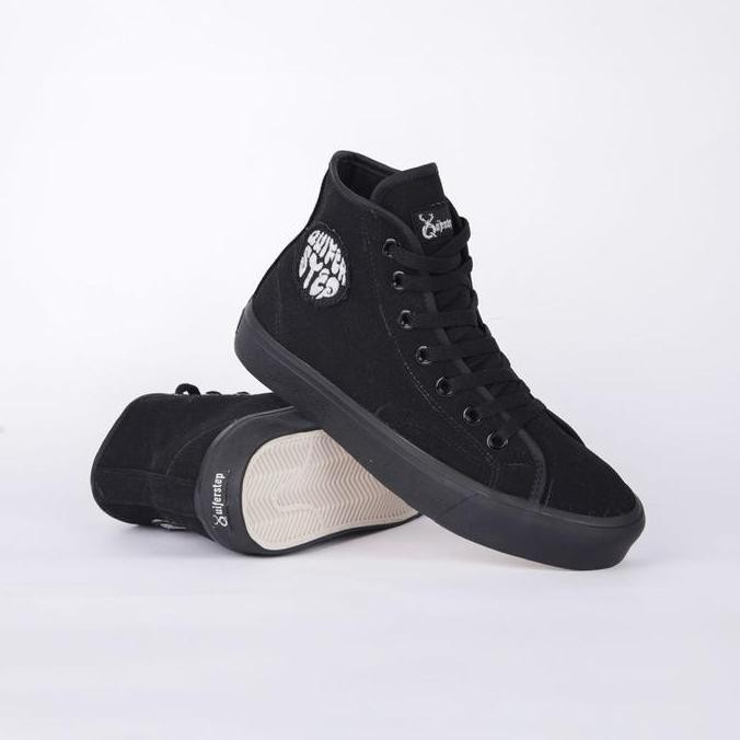 Terbaru Sepatu Quiferstep - Sepatu Sneakers Full Black Kasual Pria Wanita Sneaker Odisi Basic High S