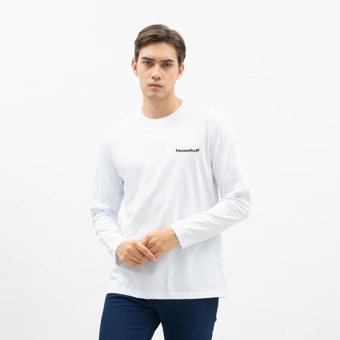 Baru Houseofcuff Kaos Cotton Combed Lengan Panjang Pria Putih/ Krem/ Coklat