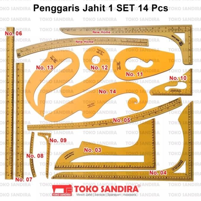 

siap kirim penggaris pola jahit set isi 14/penggaris komplit/penggaris 1 set