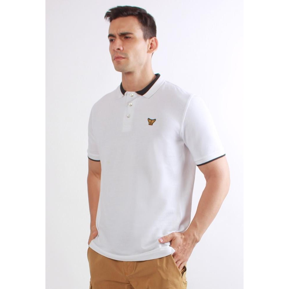 Baru Emba Classic-Biogo Putih Kaos Polo Pria Lengan Pendek