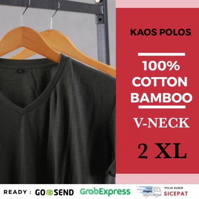 Baru Kaos Polos Pria / Wanita V-Neck Cotton Bamboo SIZE BESAR XXL