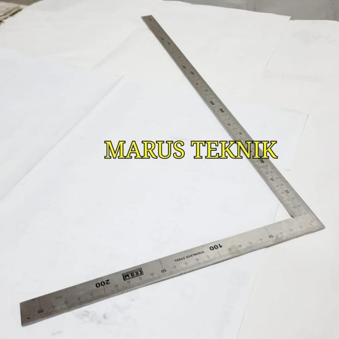 

siap kirim penggaris siku meter stainless steel 25x50cm metric/inch opt