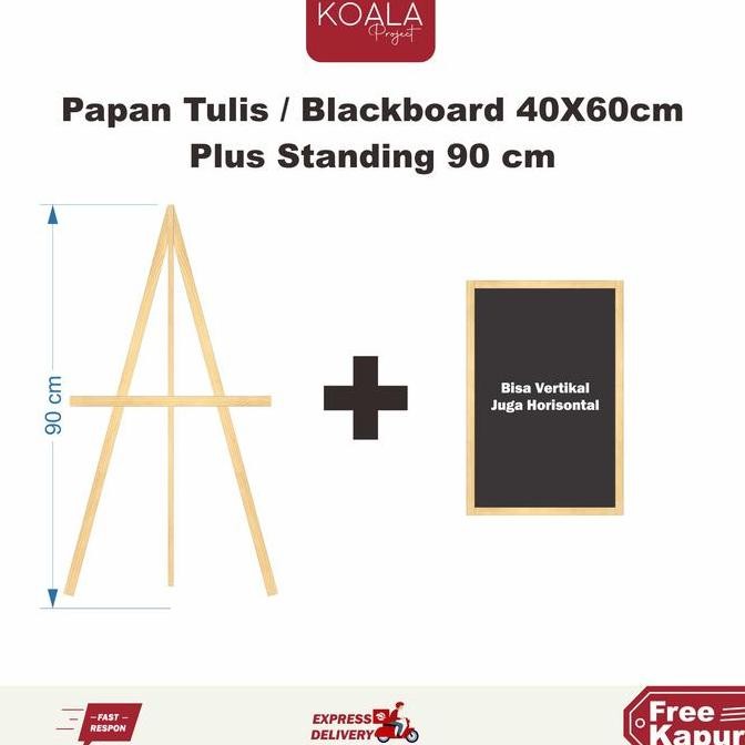 

Papan Tulis Kapur Hitam Blackboard Chalkboard 40X60 Cm Standing 100Cm New Stok