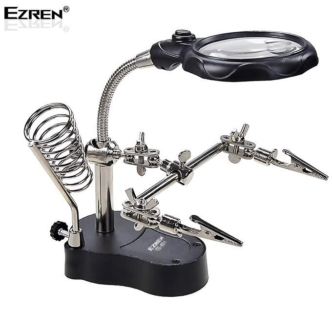 

Ezren TE-801 Kaca Pembesar Penjepit PCB + Lampu Holder 3.5x 12x AAA