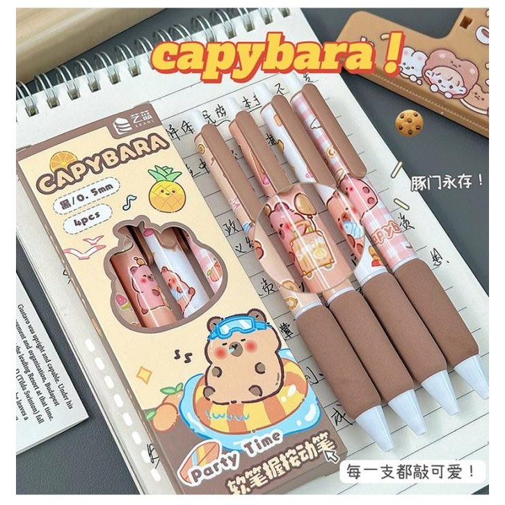 

Tersedia Pena Capybara 1 Box Isi 4Pcs Pulpen Capybara Party Time Capybara Pen Momo065