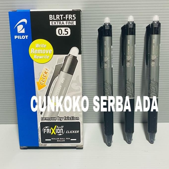 

Tersedia Pulpen Pilot Frixion Clicker Blrt-Fr5 0.5 Mm Hitam / 1 Box Isi 12 Pcs
