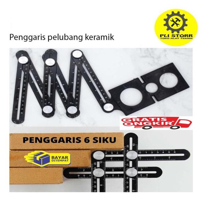 

siap kirim penggaris pelubang keramik granit marmer / six fold ruler