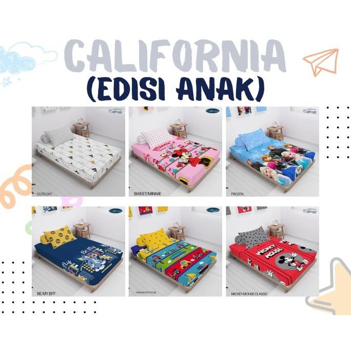 California - Sprei FITTED Single 90 (90x200) Anak Terlaris pilihan