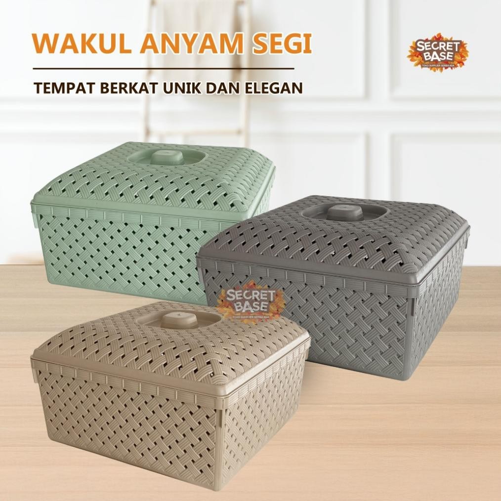 Wakul Anyam Segi - Besek Nasi Berkat Jaman Now / Keranjang Nasi Hajatan / Tempat Berkatan Unik Stock