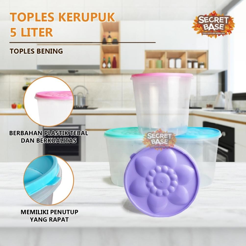 Toples Melodi 5 Liter - Tempat Makanan Plastik 5000Ml / Snack Kiloan Toples /Sealware/Toples Kerupuk