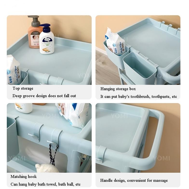 Terbaik YOMI- Rak Trolley dorong S80/ Rak Aesthetic / Rak penyimpanan bayi / Laci penyimpanan / cabi
