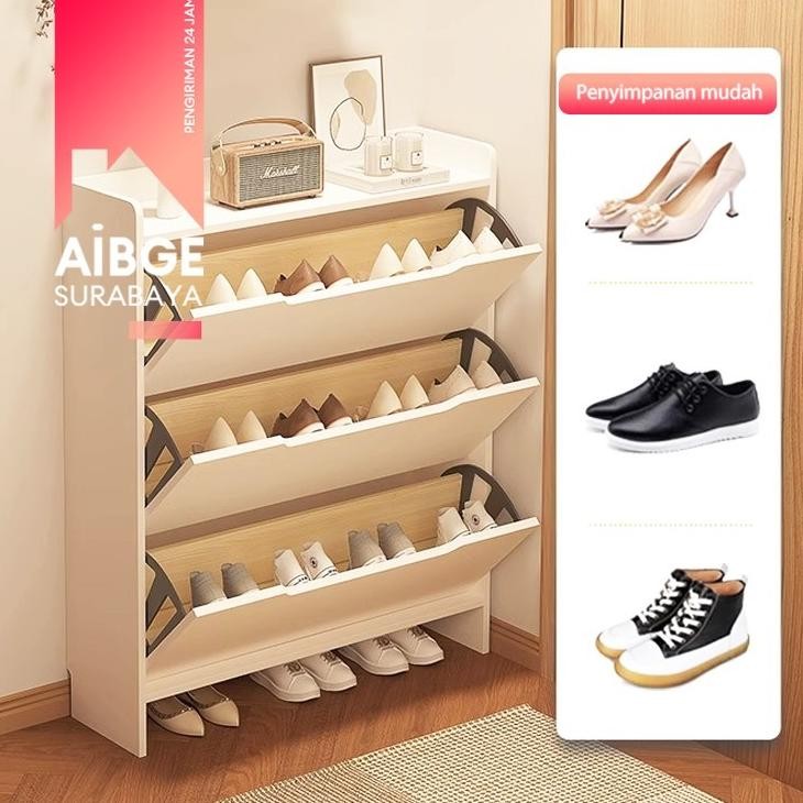 [Surabaya Express]Lemari Sepatu Rak Sepatu Susun Tertutup Lemari Sepatu Minimalis Rak Sepatu Kayu Ra