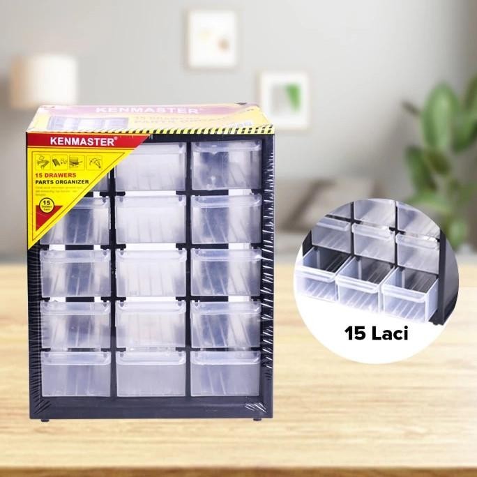 Kenmaster Rak Susun Drawer/Rak komponen / Laci komponen 15 Kompartemen