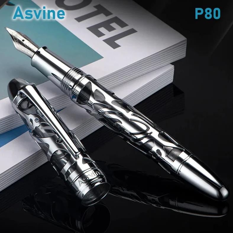 

Asvine P80 Piston Fountain Pen Ef/F/M Nib Luxury Spider Skeleton & Transparent Acrylic Office School Writing Supplies Stationery