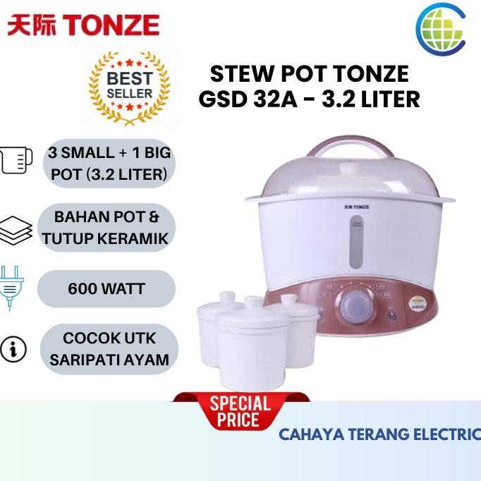 Stew Pot Slow Cooker Tonze GSD-32A (3.2 Lt) Stok Terbatas